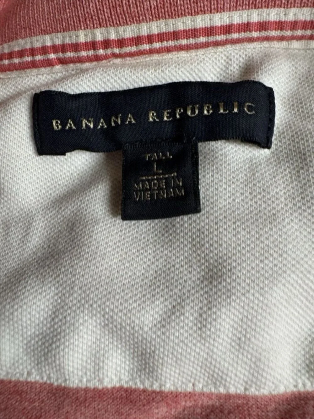 Banana Republic Polo Shirt Men’s L Tall Pink Heather Cotton Stretch Logo